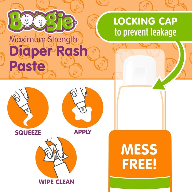 Boogie Diaper Rash Paste, Maximum Strength 40% Zinc Oxide, Mess-Free Applicator, Soothes Baby Bum, Diaper Bag Essential, 4oz (Pack of 3) - Image 4
